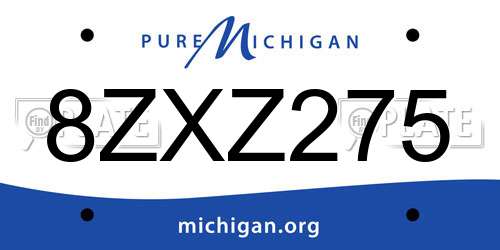 8ZXZ275 Michigan License Plate
