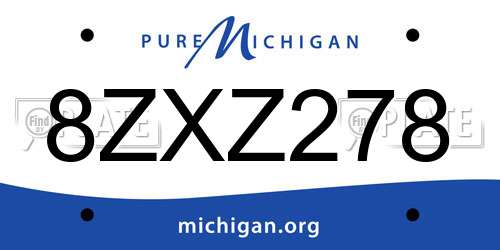 8ZXZ278 Michigan License Plate