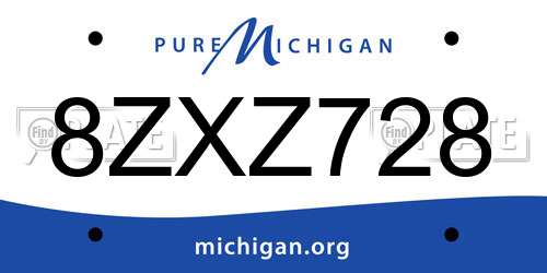 8ZXZ728 Michigan License Plate