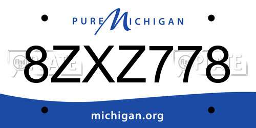 8ZXZ778 Michigan License Plate