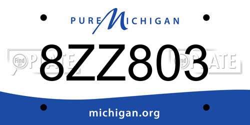 8ZZ803 Michigan License Plate