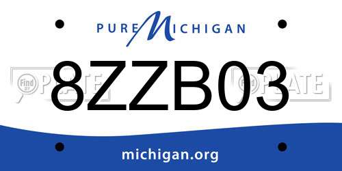 8ZZB03 Michigan License Plate