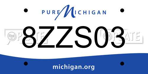 8ZZS03 Michigan License Plate