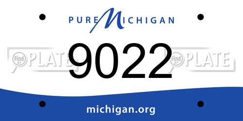 9022 Michigan License Plate