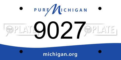9027 Michigan License Plate