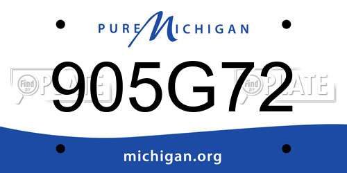 905G72 Michigan License Plate