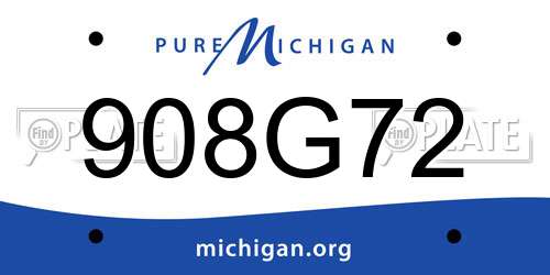 908G72 Michigan License Plate