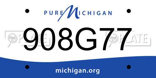 908G77 Michigan License Plate