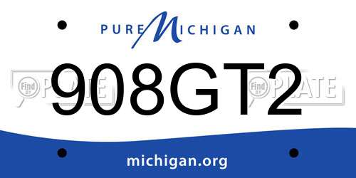 908GT2 Michigan License Plate