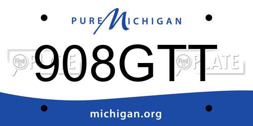 908GTT Michigan License Plate