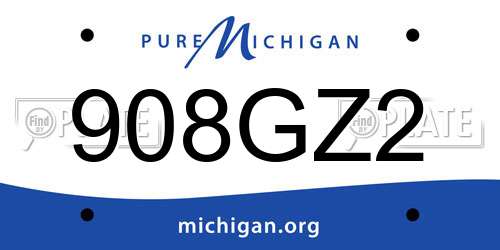 908GZ2 Michigan License Plate
