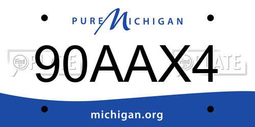 90AAX4 Michigan License Plate