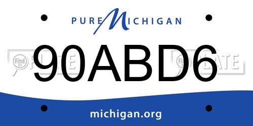 90ABD6 Michigan License Plate