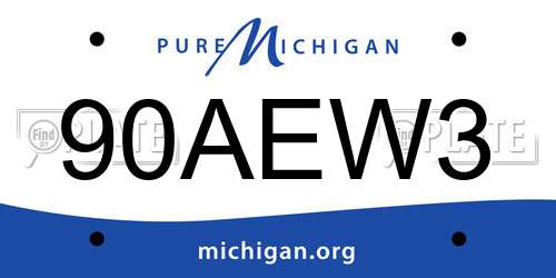 90AEW3 Michigan License Plate