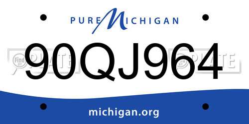 90QJ964 Michigan License Plate
