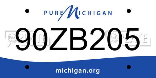 90ZB205 Michigan License Plate