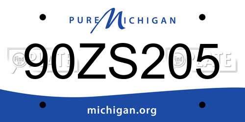 90ZS205 Michigan License Plate