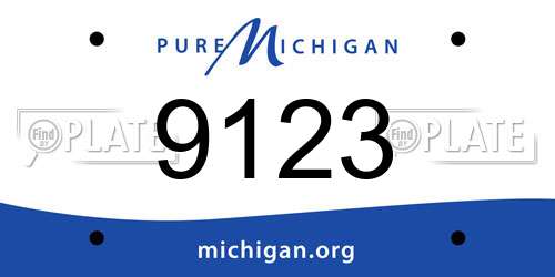 9123 Michigan License Plate