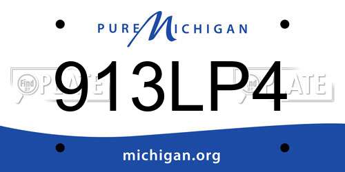 913LP4 Michigan License Plate