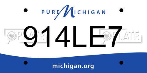 914LE7 Michigan License Plate