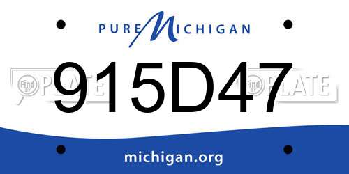 915D47 Michigan License Plate