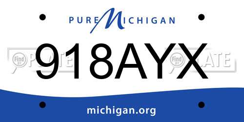 918AYX Michigan License Plate
