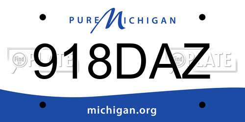 918DAZ Michigan License Plate