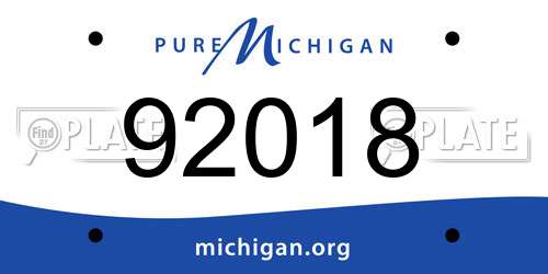 92018 Michigan License Plate