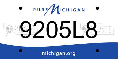 9205L8 Michigan License Plate