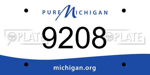 9208 Michigan License Plate