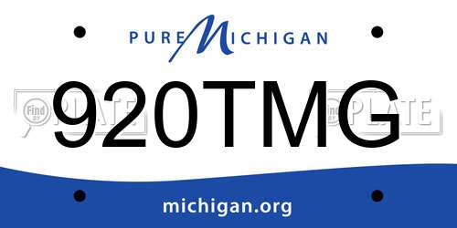920TMG Michigan License Plate