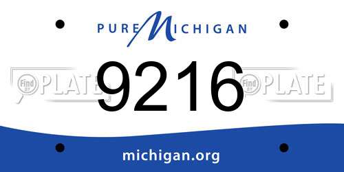 9216 Michigan License Plate