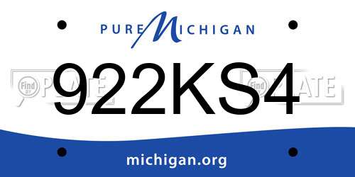 922KS4 Michigan License Plate