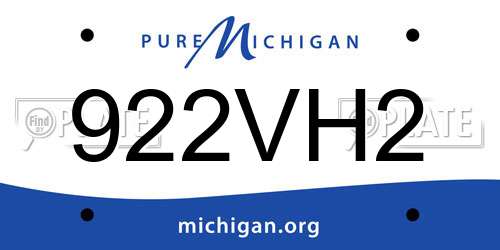922VH2 Michigan License Plate