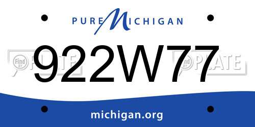 922W77 Michigan License Plate