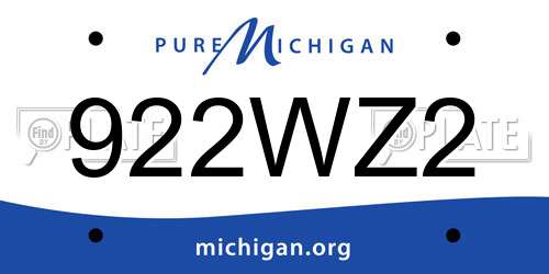 922WZ2 Michigan License Plate