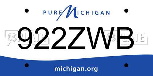 922ZWB Michigan License Plate