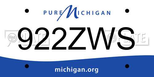 922ZWS Michigan License Plate