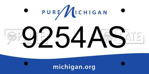 9254AS Michigan License Plate