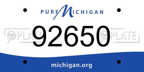 92650 Michigan License Plate