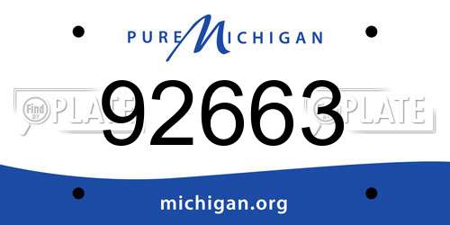 92663 Michigan License Plate
