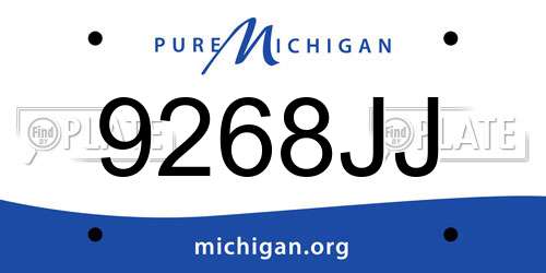 9268JJ Michigan License Plate