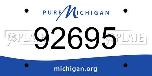 92695 Michigan License Plate