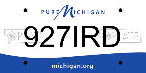 927IRD Michigan License Plate