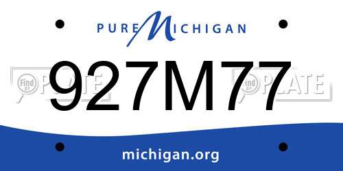 927M77 Michigan License Plate