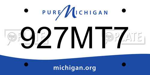 927MT7 Michigan License Plate