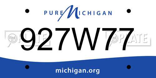 927W77 Michigan License Plate
