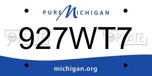 927WT7 Michigan License Plate