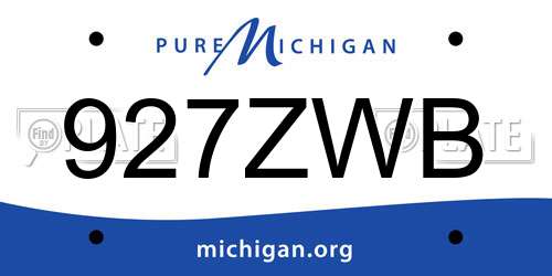 927ZWB Michigan License Plate