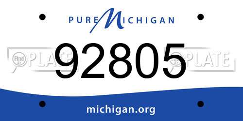 92805 Michigan License Plate